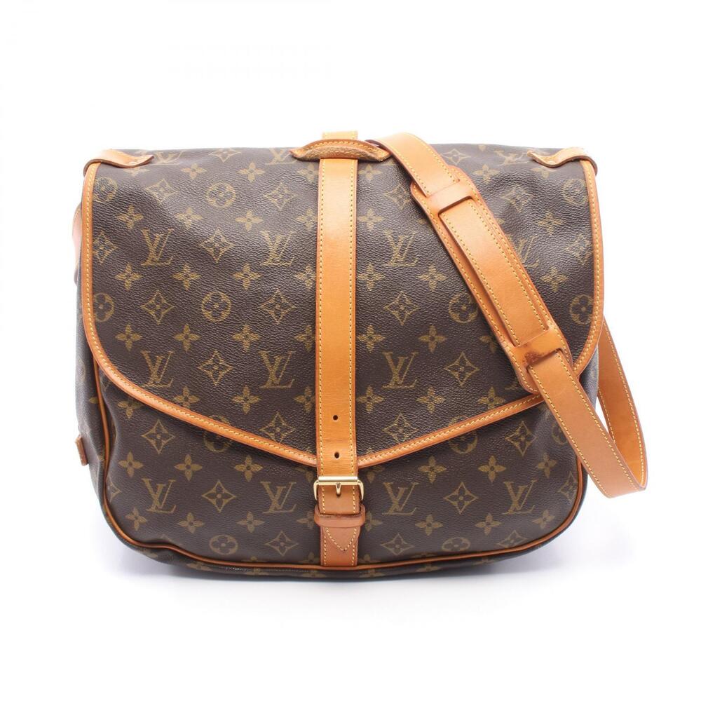 Louis Vuitton Saumur Shoulder Bag Canvas Leather Monogram Brown